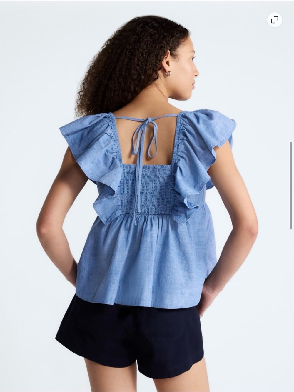 Free Assembly Light Blue Square-Neck Ruffle Sleeve Top - Picture 4 of 10